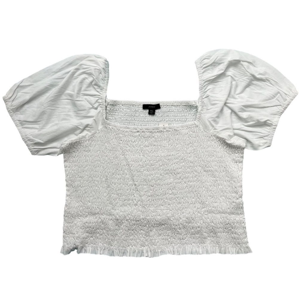 J. Crew Smocked Broken-In Jersey Cropped Top White XXL